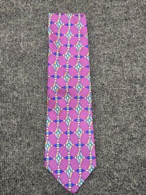 Vintage RBM Collection 100% Silk Tie Handmade USA Geometric Pattern Purple Blue